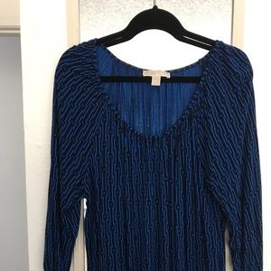 Michael Kors Blue and Black Patterned Top